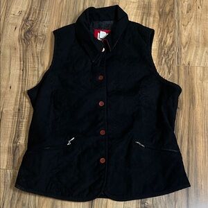 Monterey Black Quilted Utility Vest with Buttons Up and Zip Pockets Sz 8